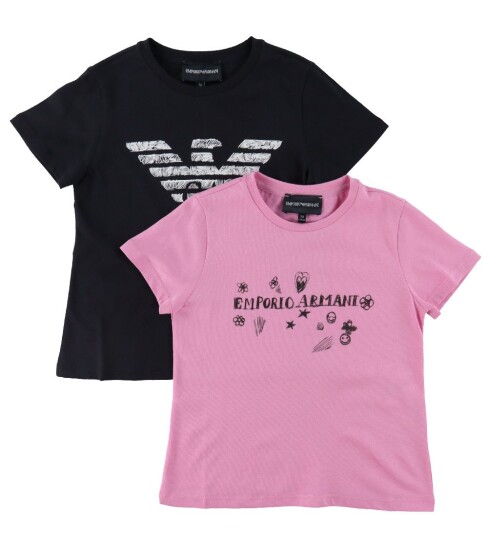 Giorgio Armani Emporio Armani T shirts 2 pack Navy/Flamingo Emporio Armani 8 år 128 T skjorte Blå Rosa