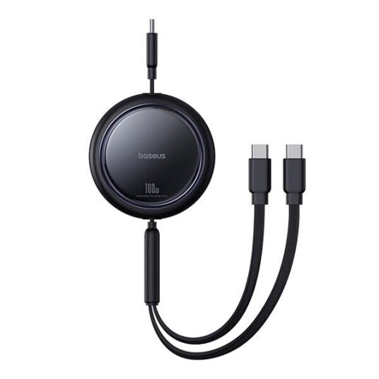 Baseus Bright Mirror Series 2in1 USB-C-kabel med uttrekkbar kabel 100W 1m Svart Baseus Bright Mirror Series 2in1 USB-C-kabel med uttrekkbar kabel 100W 1m Svart