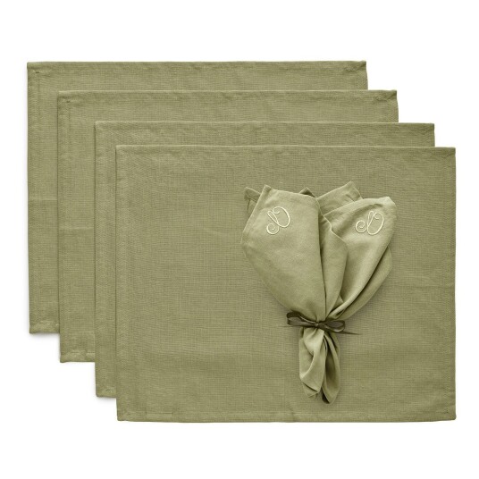 Decotique Sienna Tekstilsett 4 Spisebrikker + 4 Servietter Grønn