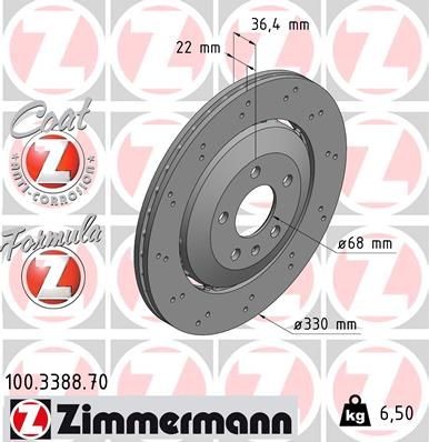Bremseskive ZIMMERMANN 100.3388.70