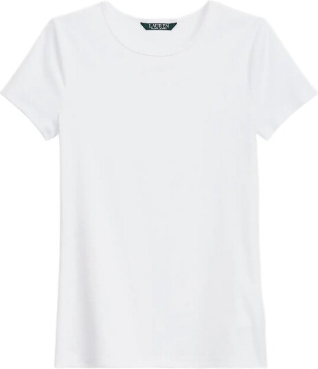 Lauren Ralph Lauren Rfnd Strtch 1X1 Rib S/S Top WHITE XS