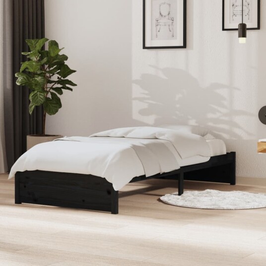 vidaXL Sengeramme svart heltre 90x190 cm 3FT Single