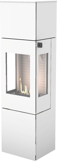 Nexo 160 hvit frittstående biopeis med sideglass og ståldør Nexo 160 hvit frittstående biopeis med sideglass og ståldør