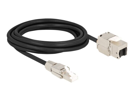 Delock Nettverksforlengelseskabel Rj-45 Hunn Til Rj-45 Hann 3 M S/Ftp Cat 6A Halogenfri Svart/Sølv
