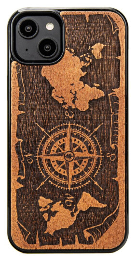Bewood deksel til iPhone 15 Plus Compass Rose Merbau