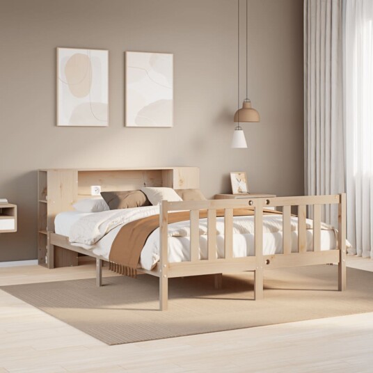  Seng med bokhylle uten madrass 135x190 cm heltre furu