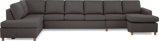 Crazy 6 seters Venstrevendt U formet XX Large Sofa med Divan og Sjeselong i Stoff Mørk grå