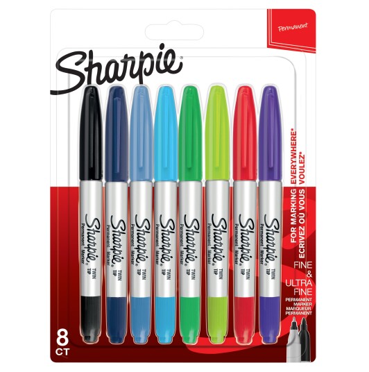 Sharpie Permanent Markers Twin Tip Assorted Standard Colours 8 Pack