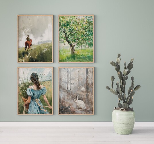 Plakat Natur og Pastorale Kunstverk / Sett av 4