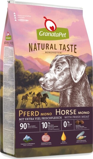 Granatapet tørrfôr Natural Taste Monoprotein Hest Sparepakke 2 x 12 kg