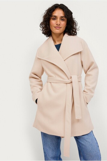 Ellos Collection   Kort frakk med stor krage   Beige