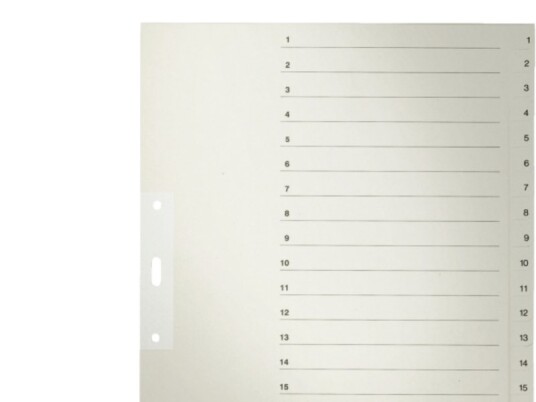 Leitz Tauepapier-Register Tall A4 Overbredde 1-20 Grå 20-Deler