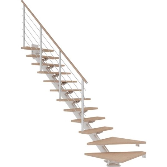 Dolle Sydney L trapp Hvit 9016 design hvitoljeret Eik 75 12 Loddret Høyde 240 292cm