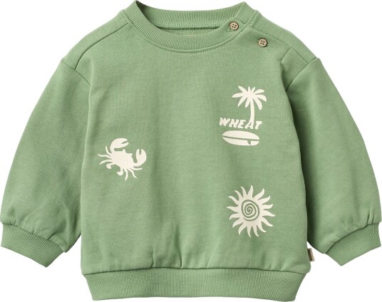 Wheat Collegegenser Elliot Jade Green m. Trykk Wheat 1½ år 86 Collegegenser Grønn