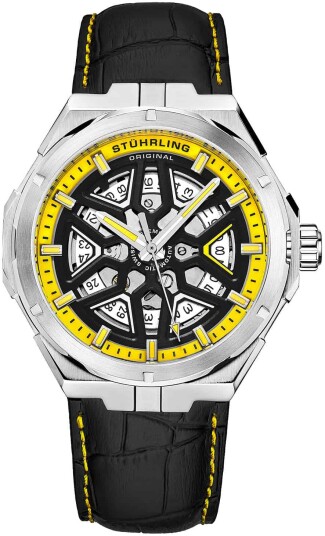Stührling Original Herreklokke 379.03 Legacy Sort/Lær Ø44 mm