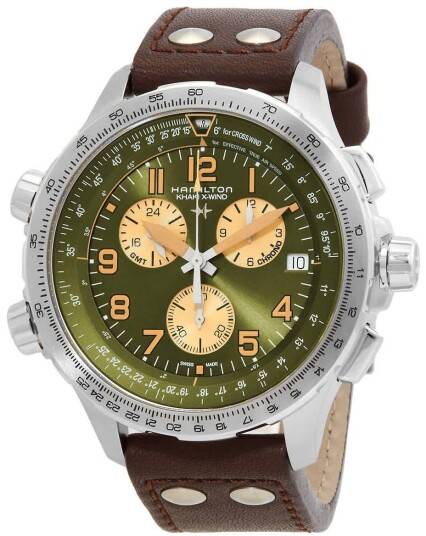 Hamilton Herreklokke H77932560 Khaki Aviation Grønn/Lær Ø46 mm