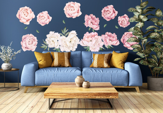 Veggklistremerke Rosa peonblomster