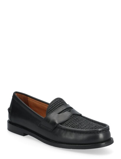 Polo Ralph Lauren Leather/Raffia Alston Penny Cs Lfr   Black   45