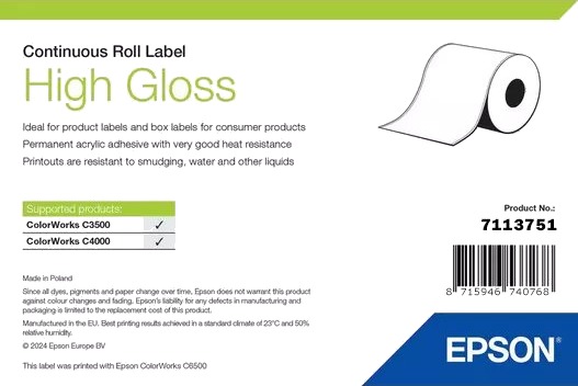 Epson Høyblank Rull 7,6 Cm X 33 M 1 RullEr Sammenhengende Etiketter Epson Høyblank Rull 7,6 Cm X 33 M 1 RullEr Sammenhengende Etiketter