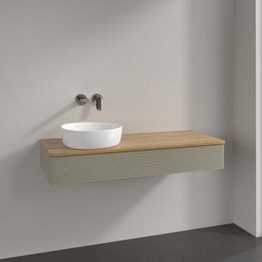 Villeroy & Boch Antao Servantskap med 1 skuff 120x50x19 cm m/lys Steingrå/Eik Villeroy & Boch Antao Servantskap med 1 skuff 120x50x19 cm m/lys Steingrå/Eik
