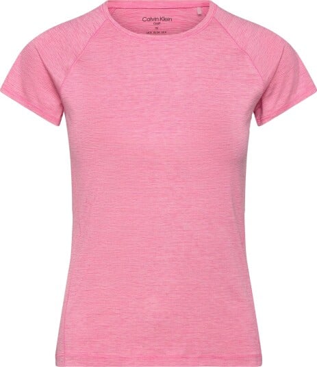Calvin Klein Golf Mila Mini Stripe Short Sleeve Tee   Pink   L
