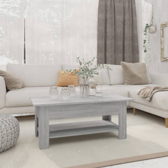 vidaXL Salongbord grå sonoma eik 102x55x42 cm sponplate