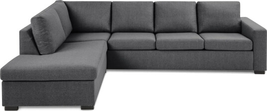 Crazy Limited Edition 4 seters Venstrevendt L formet Sjeselongsofa i Stoff Mørk grå