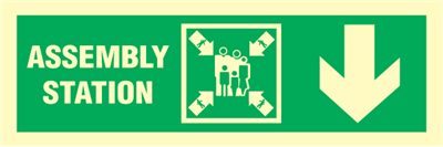 Jo Safety Assembly station arrow down IMO direction exit sign 100059