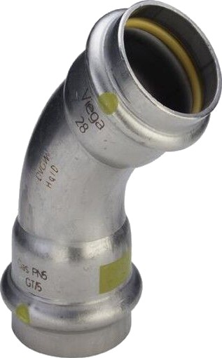 5 stk 28 mm Sanpress Inox G bøy 45°