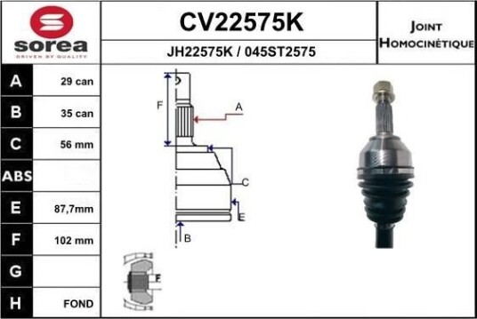 Drivledd EAI CV22575K Drivledd EAI CV22575K