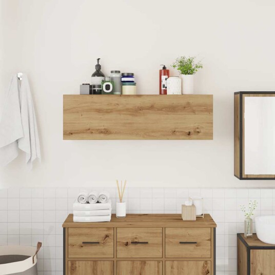 Veggskap til baderom artisan eik 100x25x30 cm konstruert tre Veggskap til baderom artisan eik 100x25x30 cm konstruert tre