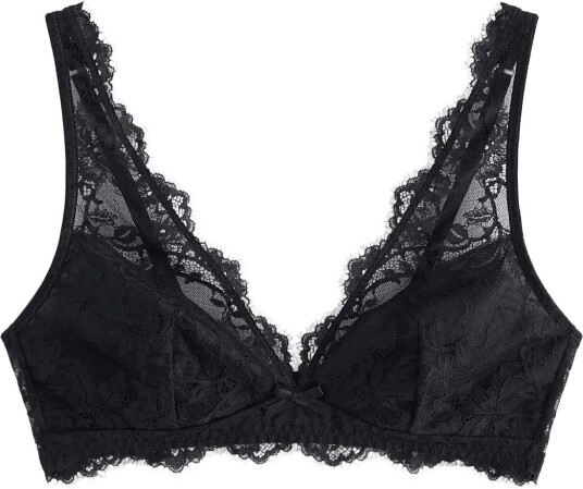 Lindex Unpadded Bralette In Lace   BLACK   S