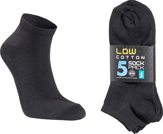 Seger Unisex Low Cotton Sock 5-pack Black 43-46