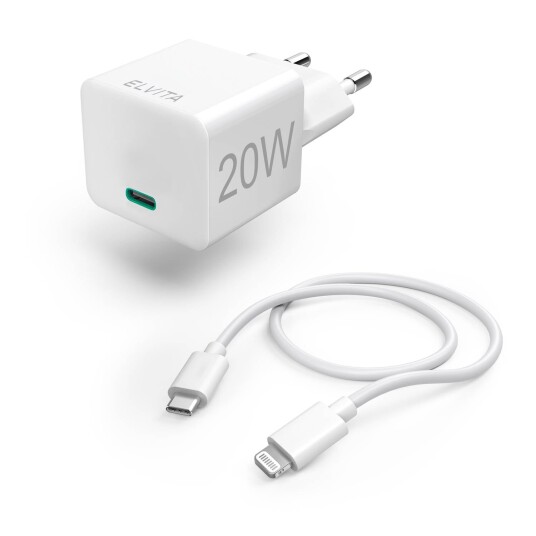 Elvita Mini Charger Kit Lightning 20W Hvit Elvita Mini Charger Kit Lightning 20W Hvit