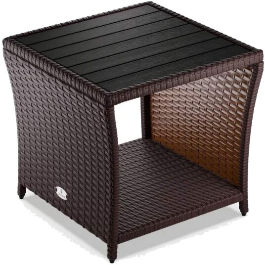 Polyrattan sidebord brunt 45x45x40cm innendørs/utendørs