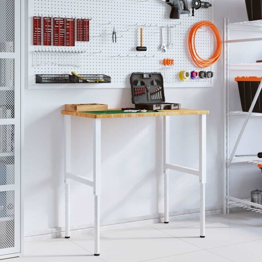  Arbeidsbenk lysebrun 100x60x 71,5-98  cm heltre eik rektangulær