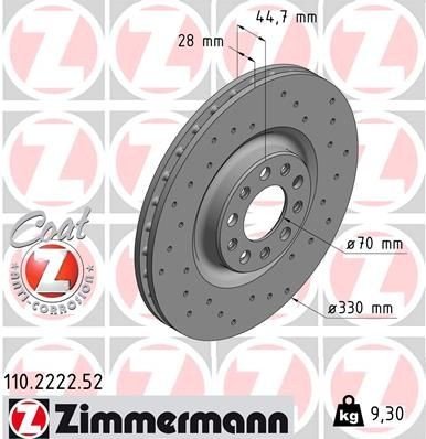 Bremseskive ZIMMERMANN 110.2222.52