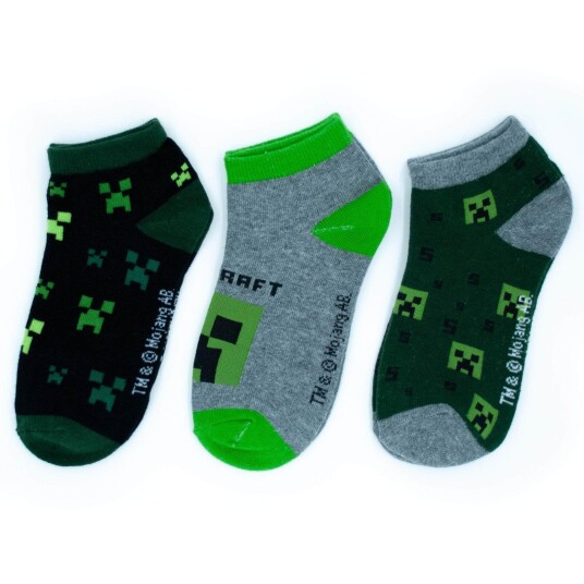 Minecraft Sokker 3-pk - 23/26 - Barn - Gutt/Jente - 70% bomull/27% polyester/3% elastan