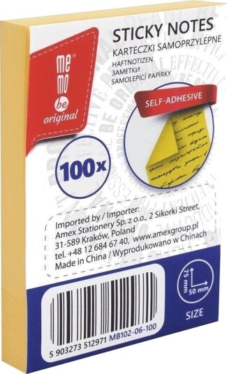 Memobe Selvklebende Blokk 50X75 Mm 100K Gul