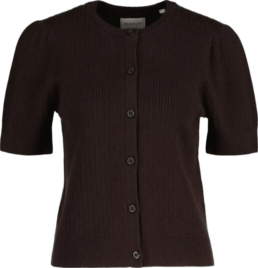 Gant Mini Cable C Neck Cardigan Ss   Brown   L