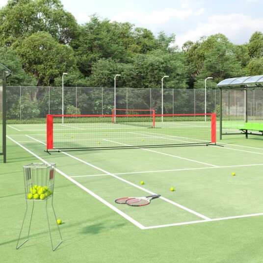 Tennisnett svart og rød 500x100x87 cm polyester Tennisnett svart og rød 500x100x87 cm polyester