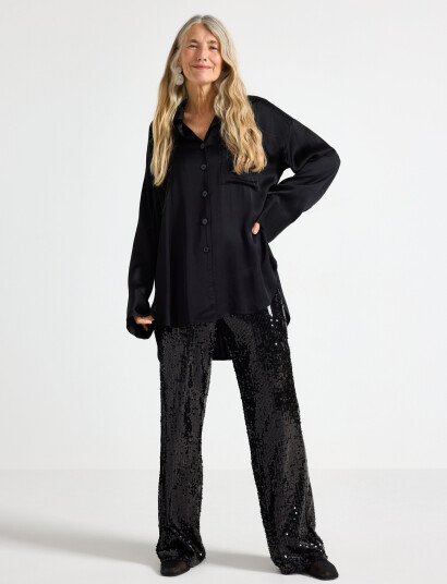 Lindex Trouser Sequin - Black - M