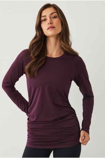 Ellos STUDIO   Treningstopp Top With Draping at Side LS   Rød