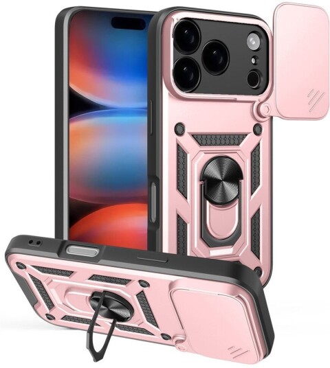 EIDERWOOD iPhone 17 Pro Max Hybrid Håndverker Deksel m. Kickstand & Cam Slider Rosegull