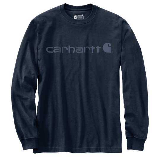Carhartt Dearborn Relaxed LS Logo T Shirt Men Navy/Dark Blue S S