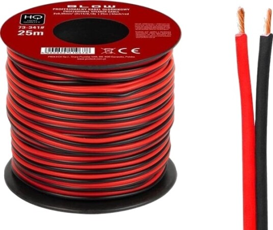 Blåsekabel 73 341# Høyttalerkabel 2X0,35Mm Svart Rød 25M