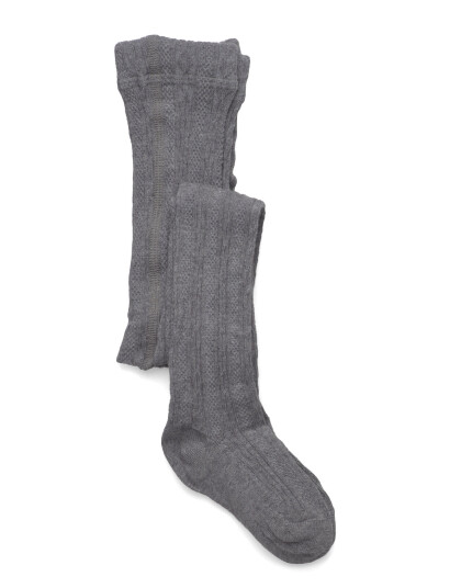 Geggamoja Cable Knitted Stockings Grey Melange Grey 86-92