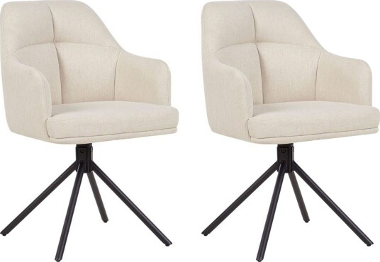 Matsalsstol Beliani Mira set om 2 Beige-Svart Beige -