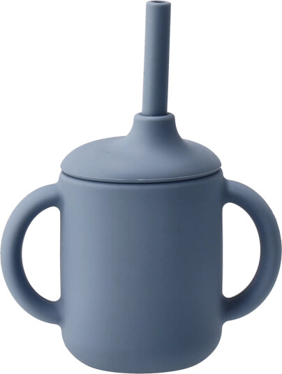 Scandi Living Idun kopp med sugerør silikon 120 ml Blue