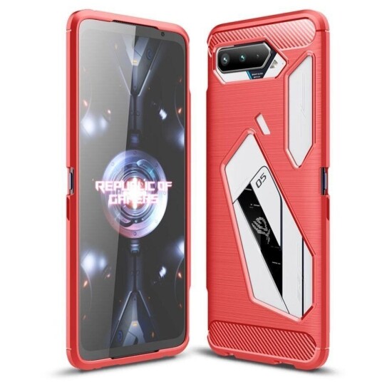 INCOVER Asus ROG Phone 5 TPU Børstet Karbonfiber - Rød